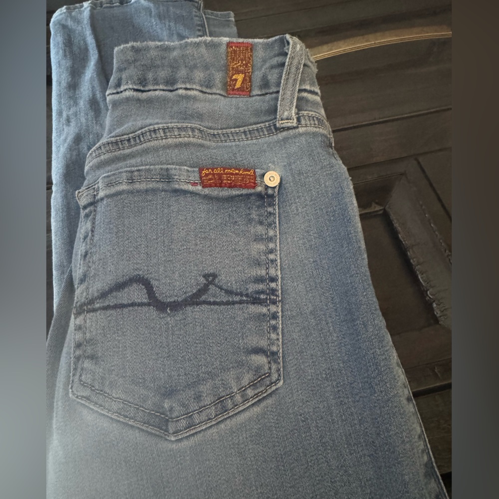 7 For All Mankind Blue kimmie skinny staight  leg jeans 30w inseam 31